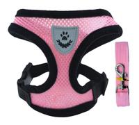 Colorful Mesh Adjustable Harness Vest Kit S-XL Tiny Dogs Cats (M,Pink) | Breathable honeycomb mesh adjustable neck+chest straps quick-release buckle metal D-ring