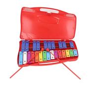 Colorful Metal Keys Hand Knock Piano, Percussion Musical Instrument, Educational Development Toy with Aluminum Bars and Mallets for Kids and Adults, Includes Storage Box (Red)