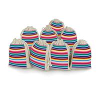 Colorful Mexican Stripes 8 PCS Muslin Bags with Drawstring Sachet Bags Empty Small Cotton Drawstring Bag Muslin Reusable & Washable Cotton Bag for Herb Spice Candy Soap Jewelry Wedding Gift Pouches