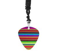 Colorful Mexican Stripes Guitar Pick Necklace Exquisite Titanium Steel Personalized Necklaces Cool Pendant Necklaces Fashion Guitar Pick Holder Necklace Unique Gifts for Adult