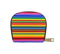 Colorful Mexican Stripes Print Coin Purse Wallet for Men&Women, Cute Leather Credit Card Holder Zipper Mini Pouch Change Purses, White, One Size, Coin Purse