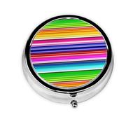 Colorful Mexican Stripes Print Round Pill Organizer 3 Compartment Pill Box Portable Medicine Pill Case for Outdoor Travel