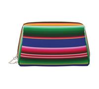 Colorful Mexican Stripes Print Women Travel Cosmetic Bag Organizer Zipper Makeup Bags Pouch Toiletry,Lightweight Leather Makeup Bag