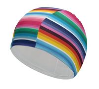 Colorful Mexican Stripes Swim Cap for Adult, Elastic Fabric Swimming Cap, Comfortable Bathing Cap for Long & Short Hair