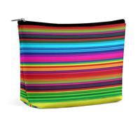 Colorful Mexican Stripes Travel Makeup Bag Large Toiletry Bag for Women Waterproof Cosmetic Bags for Purse Portable Makeup Organizer Bags Cute Zipper Pouch Cosmetic Pouch Funny Travel Makeupbag