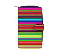 Colorful Mexican Stripes Wallet Multifunctional Leather Wallets for Men Compact Long Wallet Credit Card Holder Passport Bag