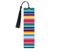 Colorful Mexican Stripes Wooden Bookmark for Men Women, Handmade Wood Bookmark Craft with Tassel Pendant Unfinished Wood Tag Book Mark Gifts Bookmarks Hanging Labels for Book Lovers