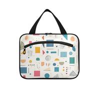 Colorful Minimal Geometic Pattern hanging bag for traveling with hook, designer compact bags for toiletries for mom gym maleta para maquillaje L, colorful minimal geometic pattern, L