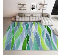 Colorful Minimalism Living Room Rug, 80 x 150 cm Washable Area Rugs for Bedroom, Non Slip for Kitchen Bedroom Dining Room Home Office, Soft Low Pile Abstract Watercolor Stripes Printed Carpet