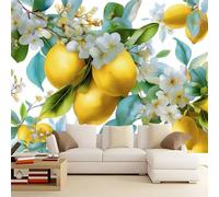 Colorful Minimalism Wallpaper Watercolor Fruit Lemon Themed Wallpaper for Living Room and Bedroom, Non-Woven Premium Art Print Fleece Wall Mural Decoration Poster Picture - 200 x 140 cm