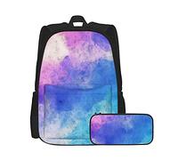 Colorful Modern Texture Design Graphic Digital Unisex Backpack And Pencil Case Set,Multifunctional Backpack Combination Two-Piece Set Casual School Bookbag With Pencil Case Box For Boys Girls
