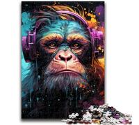 Colorful Monkey Adult Jigsaw Puzzles 1000 Pieces,Family Game Stress Reliever Difficult Challenge Artists Collection,Fine Art (38x26cm)