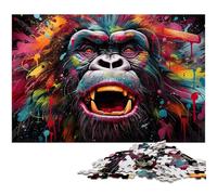 Colorful Monkey Adult Jigsaw Puzzles 1000 Pieces Wooden Puzzles Brain Teaser Game for Teenagers, Perfect 50x75CM/19.68x29.52inch