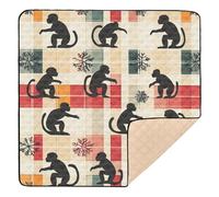 Colorful Monkey Buffalo Plaid Snowflakes Christmas Large Sturdy Baby Play Mat for Floor Non-Toxic Baby Kick Crawling Mat for Baby Toddler Infant, 50'' x 50''