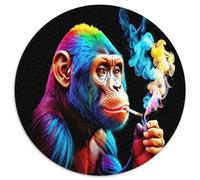 Colorful Monkey Illustration 1000 Piece Jigsaw Puzzle Round Paper Art Style Jigsaw Puzzle for Adults