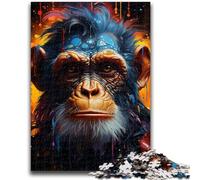 Colorful Monkey Jigsaw Puzzles for Teenagers 1000 Piece Puzzle,Fun Games Every Piece Is Unique - Challenging Family Fun Game (50x75cm)