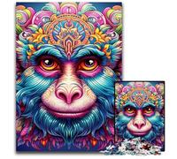 Colorful Monkey JigsawPuzzle 1000 Pieces for Adults Wooden Jigsaw Puzzles for Adults Ideal DIY Decor & Brain Teaser Gift 50x75CM/19.68x29.52inch