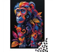 Colorful Monkey Poster 1000-Piece Puzzle for Adults, 70x50cm/1000pcs; White Cardboard for Simple Sorting; for An Enjoyable Break at The Table