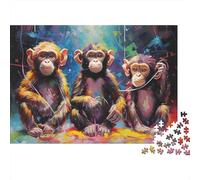 Colorful Monkey Trio 1000 Piece Jigsaw Puzzle for Adults & Teens, Premium Cardboard, Three Colorful Chimpanzees, Mental Workout Entertainment, Stress Relief Meditation Tool for Home 70x50cm/1000pcs