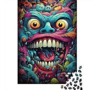Colorful Monster Art Print 1000-Piece Puzzle for Adults, 52x38cm/1000pcs, A Quiet Challenge for Solo Leisure Time; Low-dust White Cardboard Pieces