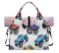 Colorful Monster Car Trucks Sports Duffel Bag for Women Men Weekend Overnight Bag with Shoe Compartment Shoulder Tote Luggage Bag for Yoga Gym Travel