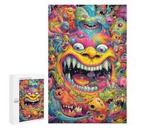 Colorful Monster Mash-Up Adult Tabletop Puzzle, 1000 PCS - Home Décor Activity, for Mindful Indoor Entertainment