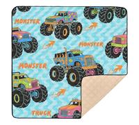 Colorful Monster Truck Fire Blue Wave Soft Padded Baby Activity Play Mat for Floor Non-Toxic Foldable Travel Play Mat for Babies Infants Toddlers, 50'' x 50''tapete de gimnasio para