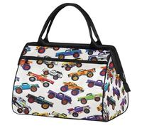 Colorful Monster Trucks Travel Duffle Bag for Women Men Kids Boys Girls Weekend Overnight Bags 24 L Holdall Tote Cabin Bag for Sports Gym Yoga