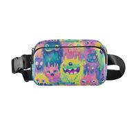 Colorful Monsters Fashion Crossbody Bag Waist Packs for Women Men Teenagers Large Capacity Crossbody Sling Bag with Adjustable Strap for Cycling Hiking Gym