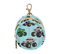 Colorful Monsters Truck Fire Blue Baby Boy Pacifier Holder Case with Zipper and Clip Coin Purse Wallet, Everything Storage pouching