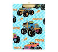 Colorful Monsters Truck Fire Blue Wave delivery clipboard Standard Hole for Classroom Supplies for Teachers Elementary Size 9 x 12 Gold