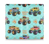 Colorful Monsters Truck Fire Turquoise Pu Leather Registration and Insurance Card Holder Car Essentials for ID, Driver's License, Key Contact Information Cards