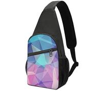 Colorful Mosaic Blue, Pink, Purple Triangles Geometric Shapes Adjustable Fanny Waist Pack Pouch, Crossbody Durable Runners Bag Wallet for Sports Cycling Gym Hiking Fitness Women Men