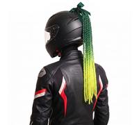 Colorful Motorcycle Helmet Braids Pigtails with Suction Cup, Gradient Ramp Curls Fake Hair Braid Wig Ponytail Detachable Bike Ski Helmet Pigtails Hair Accessories Decoration 1PC (Helmet NOT Included)