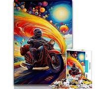 Colorful Motorcycles Jigsaw Puzzles for Teenagers,Help The Brain Exercise Addictive Toys to Cultivate Patience Suitable for Couples (75x50cm)