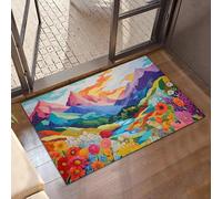 Colorful Mountain Flowers Welcome Mat,Modern Abstract Indoor Rugs for Entryway,Anti-Slip Low Profile Doormats Porch Mats for Front Door Stairway Rug Living Room Floor Mat 30 x 17 Inch