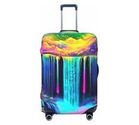 Colorful Mountain Waterfall Rainbow Forest Elastic Travel Luggage Cover Suitcase Protector, Print Suitcase Baggage Cover Anti-Scratch