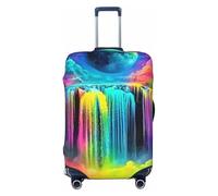 Colorful Mountain Waterfall Rainbow Forest Galaxy Elastic Travel Luggage Cover Suitcase Protector, Print Suitcase Baggage Cover Anti-Scratch