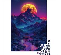 Colorful Mountains at Night Puzzle Stress Reliever 100% Recycled Cardboard Jigsaw Puzzle for Adult Children Unique Gift 1000pcs (38x26cm)