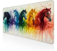 Colorful Mouse Mat, Large Mousepad 1600x800x3mm Horse Gaming Mouse Pad, Desk Pad with Stitched Edges, Waterproof Keyboard Mat Non-Slip Rubber Base for Office, Home Desk Accessories for Men D1-870