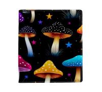Colorful Mushroom Big Replaceable Book Cover, Reusable PU Leather Book Protector, Suitable for 9.8" x 11" Notebooks