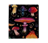 Colorful Mushroom Big Replaceable Book Cover, Reusable PU Leather Book Protector, Suitable for 9.8" x 11" Notebooks