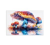 Colorful Mushroom Canvas Poster Wall Art, Watercolor Botanical Paintings Wall Decor for Kitchen, Restaurant, Coffee Shop & Farmhouse Space 08x12inch(20x30cm)