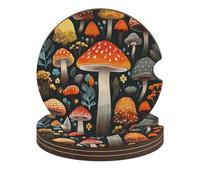 Colorful Mushroom Car Coasters, 4PCS Non-Slip Car Cup Holder Coasters with Cork Base, Heat Resistant & Waterproof Drink Coaster for Women Men