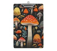 Colorful Mushroom Clipboard, A4 Acrylic Clipboard with Hanging Hole, Ultra-Light Clip Board - Holds 100 Sheets, Shatterproof Document Holder for Office, 12.5" X 8.5"
