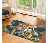 Colorful Mushroom Image Dog Food Mats for Floors, 16x24 Inch Non-Slip Super Absorbent Pet Food Mat, Dishwasher Dog Mat for Food and Water, Cute Rubber Quick Dry Pet Feeding Mat for Dogs Puppy Cats