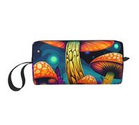 Colorful Mushroom Makeup Bag Water Resistant Travel Toiletry Organizer for Women Men Fairy Cosmetic Storage Pouch with Zipper Portable Small Tool Bag