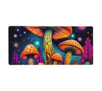 Colorful Mushroom Mouse Mat Fairy Gaming Mouse Pad with Stitched Edges Non-Slip Large Desk Mat for PC Laptop Office Home Gamer 900x400x3mm Keyboard Mousepad