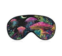 Colorful Mushrooms and Jellyfish Moon Soft Sleep Eye Mask with Adjustable Strap Breathable Sleeping Eyeshade Cute Eyes Shade