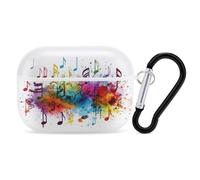 Colorful Music Airpod Pro Case AirPods 2 Case for Women Hard Shell Protective Cover with Carabiner Keychain Compatible with AirPods Case 2nd 1st Generation, Front LED Visible White
